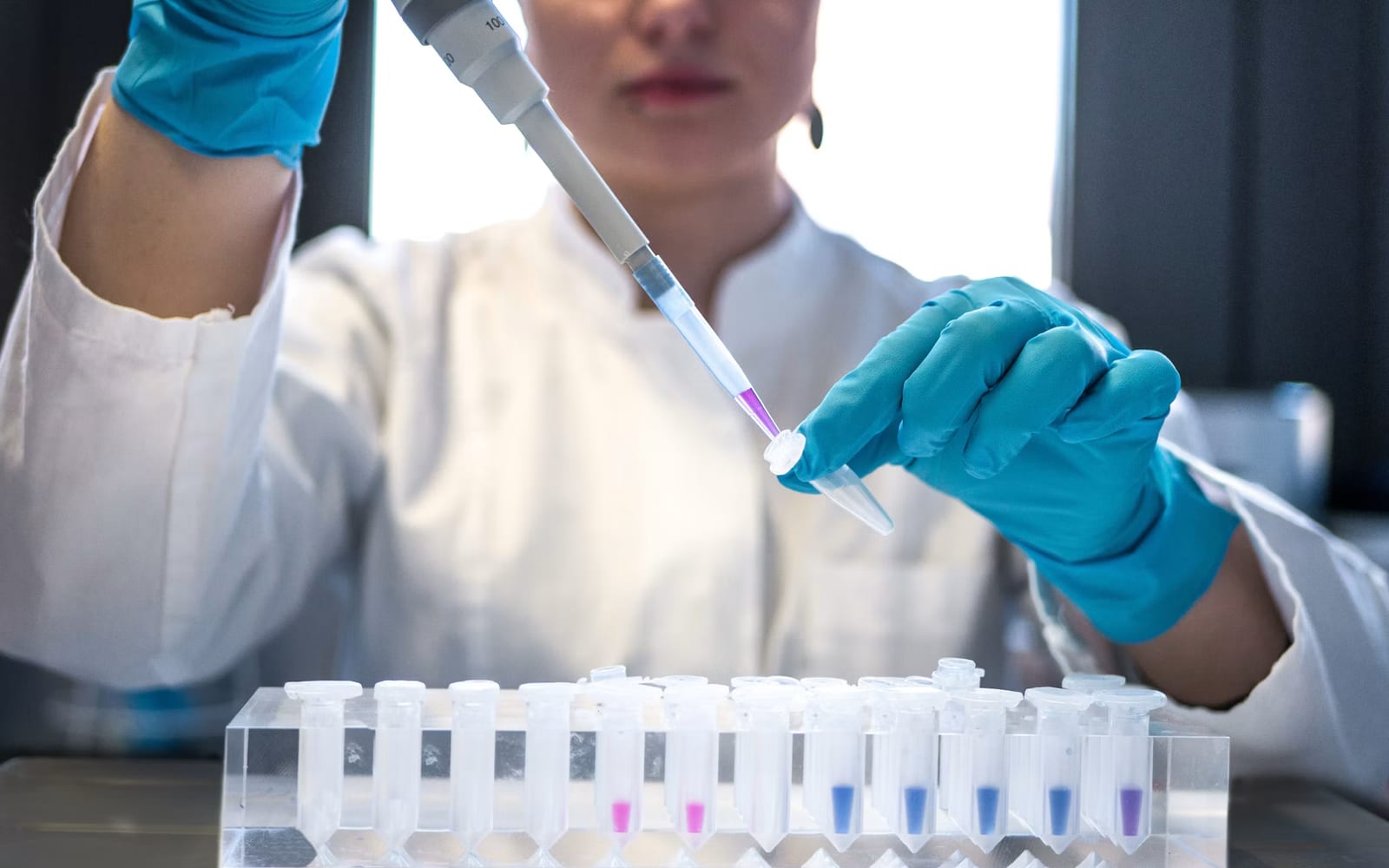 Pipetting samples in a lab